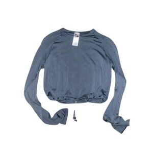 47. Gymshark Sweat Seamless Long Sleeve Crop Top Charcoal Gray Sizes XS